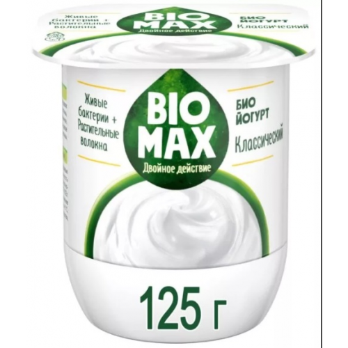 Биойогурт BioMax Классический обогащенный бифидобактериями и пребиотиком 2,7%, 125г