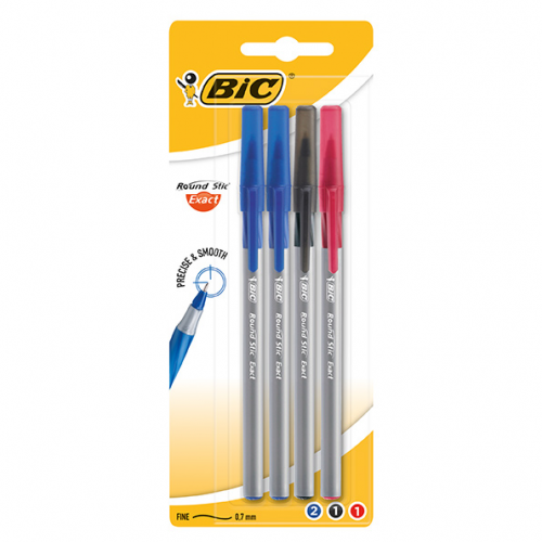 Ручка шариковая BIC Round Stic Exact ассорти 4 шт