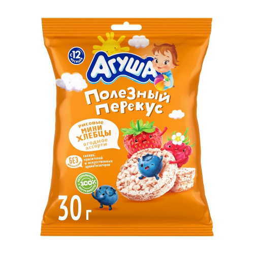 Хлебцы Агуша рисовые Клубника 30 г