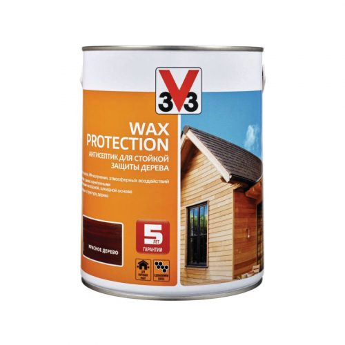 Антисептик алкидный V33 Wax Protection красное дерево 2,5 л