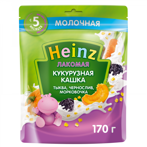 Каша Heinz Лакомая кукурузная Тыква, чернослив, морковь с 5 месяцев 170 г