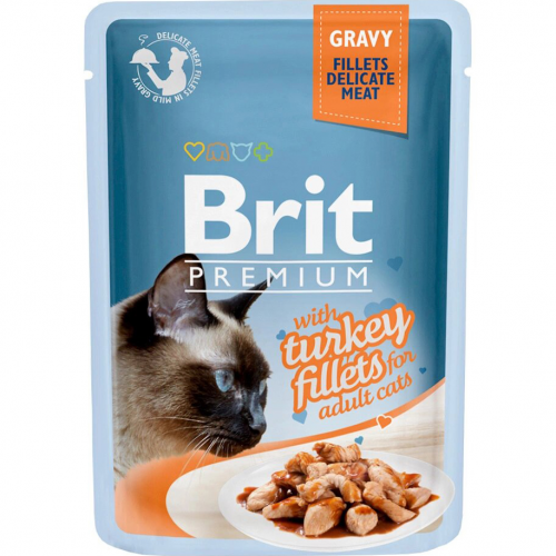 Корм для кошек Brit Premium Cat Gravy Кусочки из филе индейки в соусе 85 г