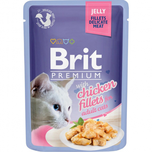 Корм для кошек Brit Premium Cat Jelly Кусочки из куриного филе в желе 85 г