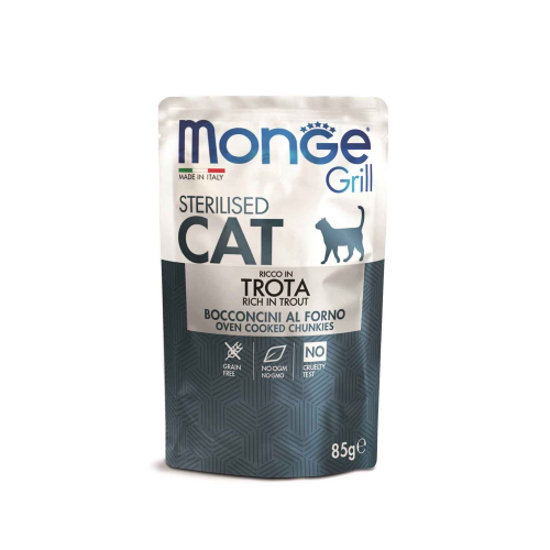 Корм для стерилизованных кошек Monge Cat Grill Pouch итальянская форель 85 г