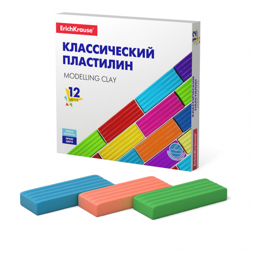 Классический пластилин Erich Krause Basic 12 цветов, 192 г