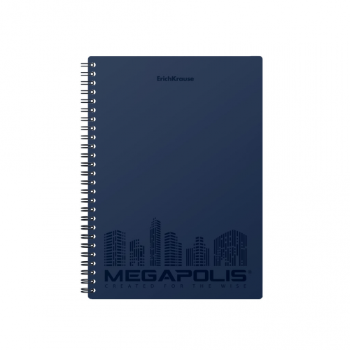 Тетрадь общая на спирали Erich Krause MEGAPOLIS синий А5 80 листов клетка, микроперфорация