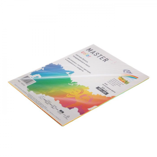 Бумага офисная цветная 50 л 80 г/м2 А4 Master Color MIX Intensive 5 цветов