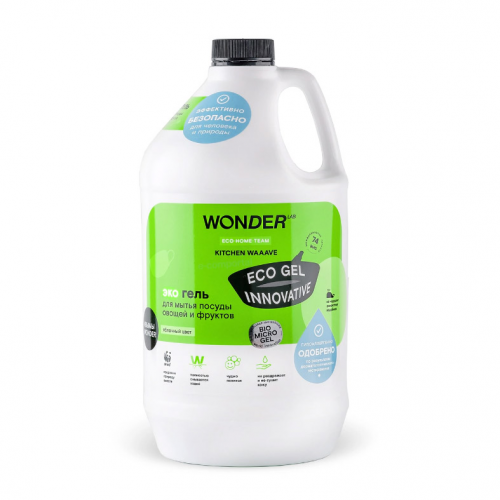 Гель для мытья посуды, овощей и фруктов Wonder Lab Kitchen Waaave Яблочный цвет 3,78 л