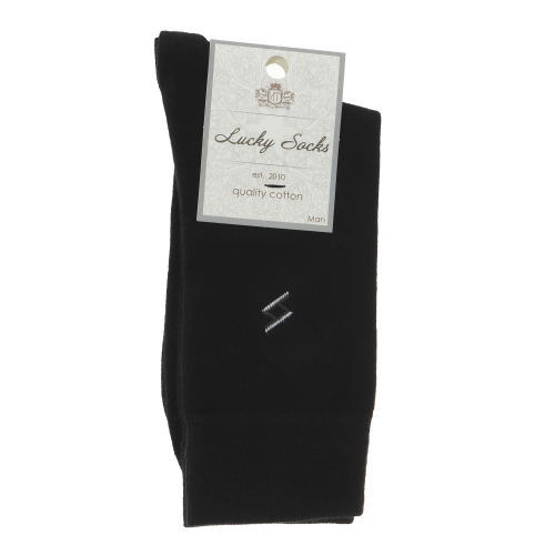 Носки мужские однотонные с рисунком Lucky Socks черные 1 пара 27-29