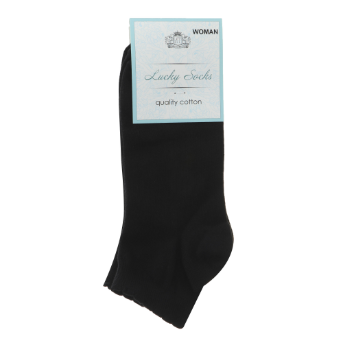 Носки женские однотонные укороченные Lucky Socks черные 3 пары 23-25