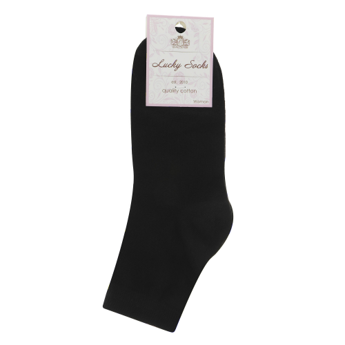 Носки женские однотонные Lucky Socks черные 1 пара 21-23