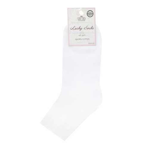 Носки женские однотонные Lucky Socks белые 1 пара 23-25