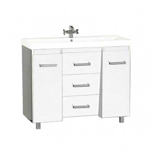Тумба Мисти Джулия 105 qv с 3 ящиками конус белый/white