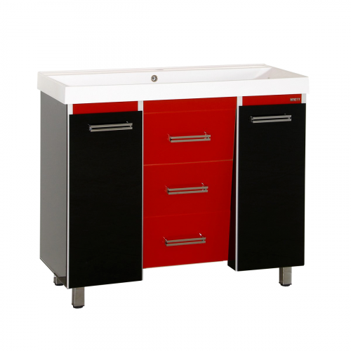 Тумба Мисти Джулия 105 qv с 3 ящиками конус черный/красный