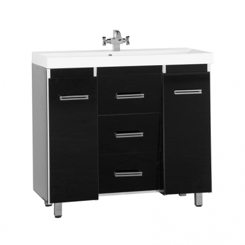Тумба Мисти Джулия 105 qv с 3 ящиками конус черная
