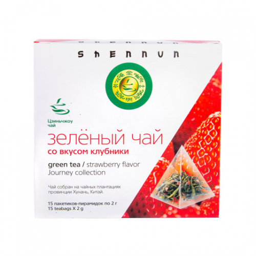 Чай зеленый Shennun с клубникой, 25 пакетиков