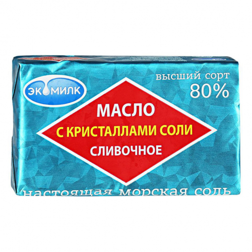 Масло сливочное Экомилк с кристаллами соли 80%, 180 г