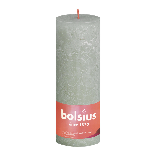 Свеча Bolsius block Rustic Shine green 19x6,8 см