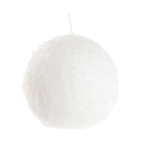 Свеча круглая Wenzel Schneeball белая 12 см