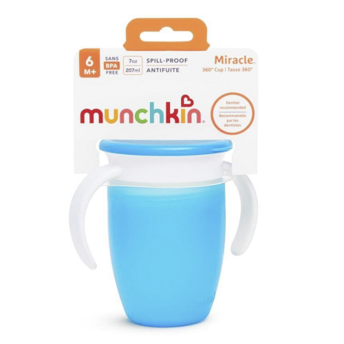 Поильник с крышкой Munchkin MIRACLE 360° непроливайка с ручками голубой 207 мл
