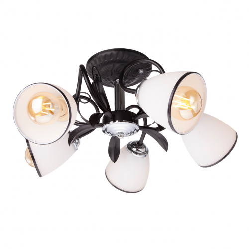 Люстра потолочная J-light GERA 1520/5C E27*5*60W черный/хром/белый,черный