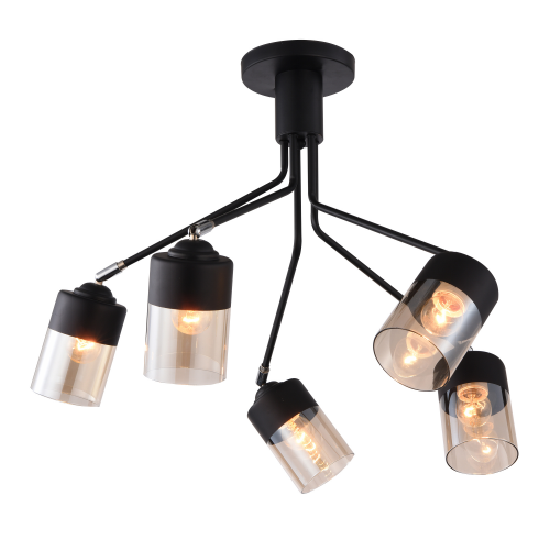 Люстра потолочная J-light KUNA 1762/5C Е27*5*60W черный/прозрачный