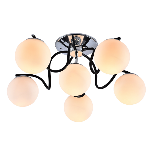 Люстра потолочная J-light CLOUD 2352/6C E27*6*60W хром/черный/белый