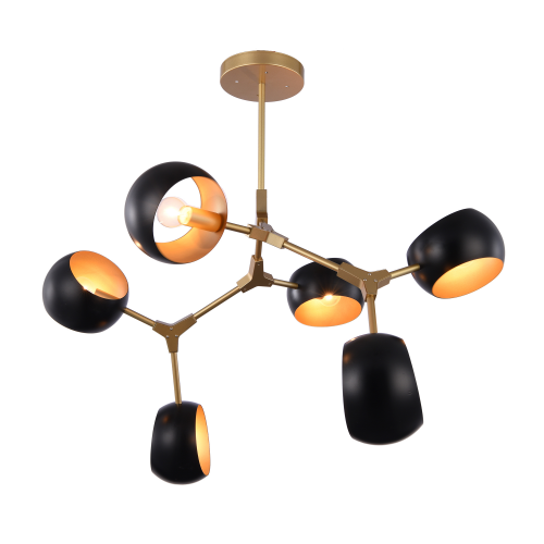 Люстра потолочная J-light SPIDEY 2360/6C E27*6*60W золото/черный/золото