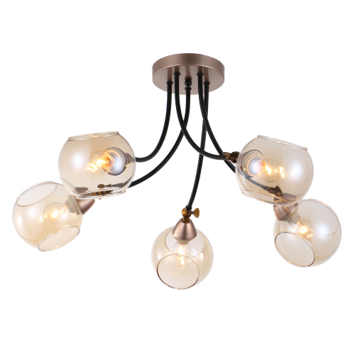 Люстра потолочная J-light PROSSO 5531/5C E27*5*60W черный, золото/шампань