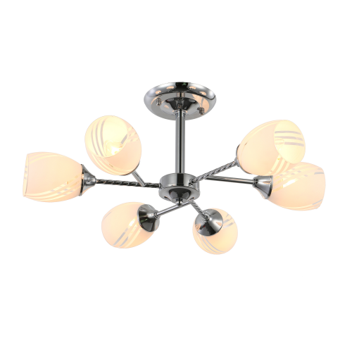 Люстра потолочная J-light MILA 5532/6C E27*6*60W хром/белый