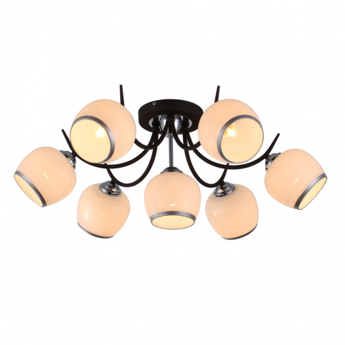 Люстра потолочная J-light BASO 3106/7C E27*7*60W черный, хром/белый, хром