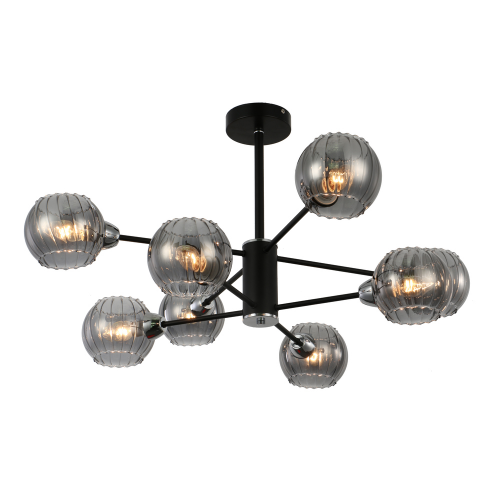 Люстра потолочная J-light JAN 3113/8C E14*8*60W черный/дымчатый серый
