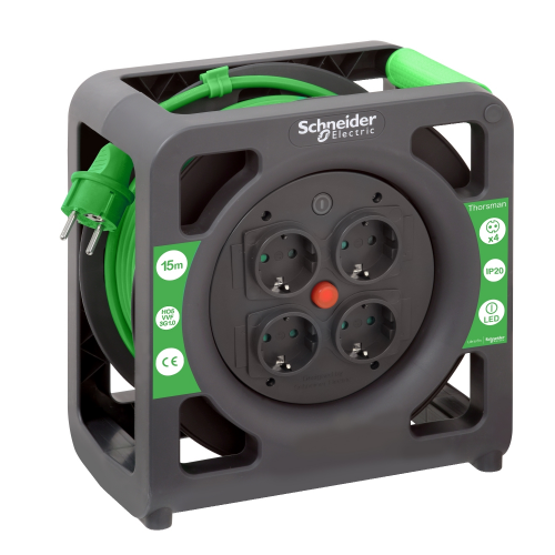 Удлинитель катушечный Schneider electric Thorsman 4 розетки 15м 3х1.0 IP20
