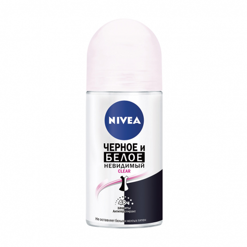 Антиперспирант шариковый Nivea. Невидимая защита для черного и белого Clear 25 мл