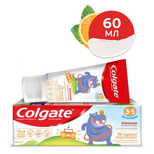 Детская зубная паста Colgate без фторида Нежная мята, 3-5 лет, 60 мл