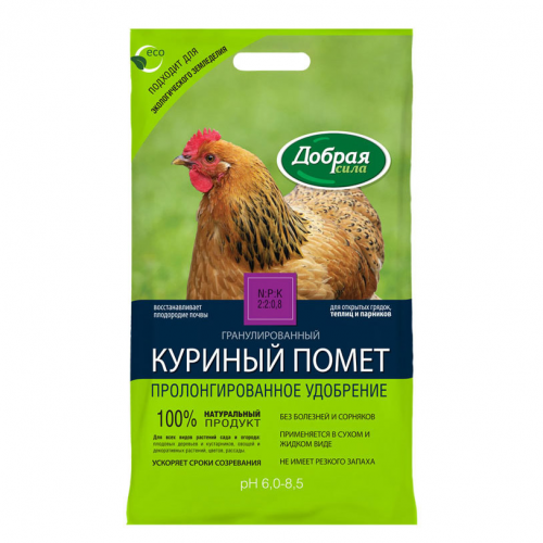 Куриный помет Добрая сила гранулированный, 2 кг