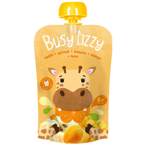 Пюре Busy Lizzy из яблок, абрикосов, банана, манго 100 г