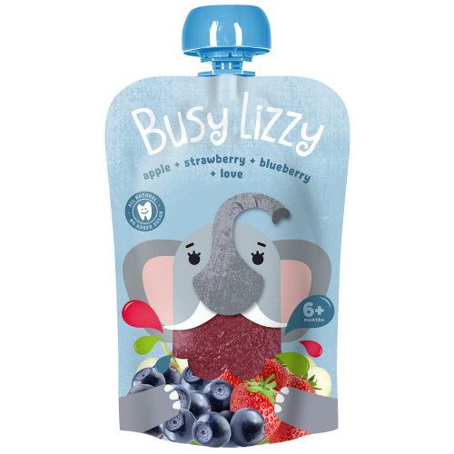 Пюре Busy Lizzy из яблок, клубники, черники 100 г