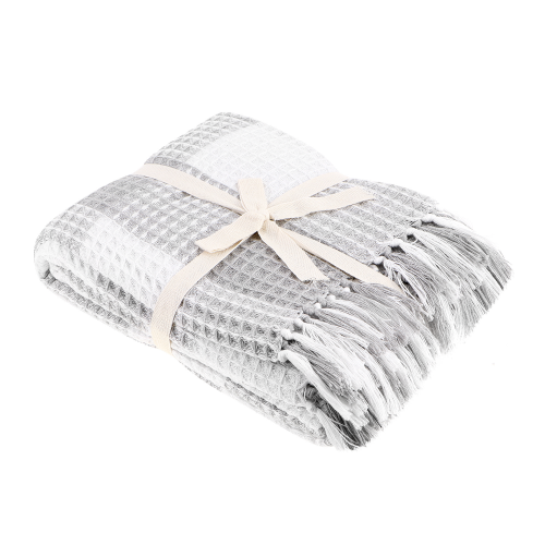 Плед вафельный Homelines textiles check 180x200cm grey