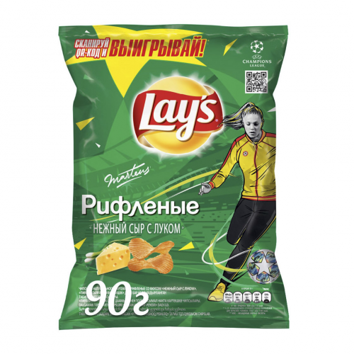 Чипсы картофельные Lays рифленные Нежный сыр с луком 90 г
