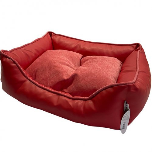 Лежак для животных Foxie Leather 52х41х10 см красный