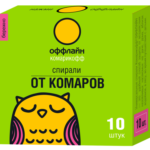 Спирали от комаров Комарикофф оффлайн, 10 шт, серия Бережно