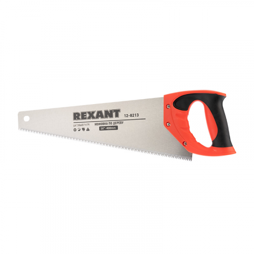 Ножовка по дереву Rexant Зубец 12-8213 400 мм, 7-8 TPI, каленый зуб 2D, двухкомпонентная рукоятка