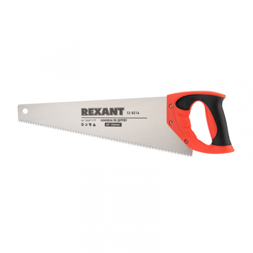 Ножовка по дереву Rexant Зубец 12-8214 450 мм, 7-8 TPI, каленый зуб 2D, двухкомпонентная рукоятка