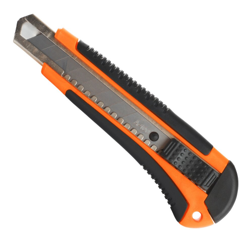 Нож строительный PATRIOT 350004415 CKA-182, с выдвижным сегментированным лезвием, автофиксатор, двухкомпонентный пластиковый корпус, 18мм