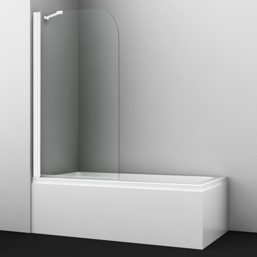 Шторка на ванну WasserKRAFT Leine 35P01-80W 80х140 см, профиль белый, стекло прозрачное
