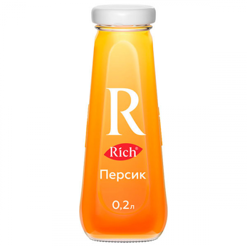 Нектар Rich персик 0.2 литра, стекло, 12 шт. в уп