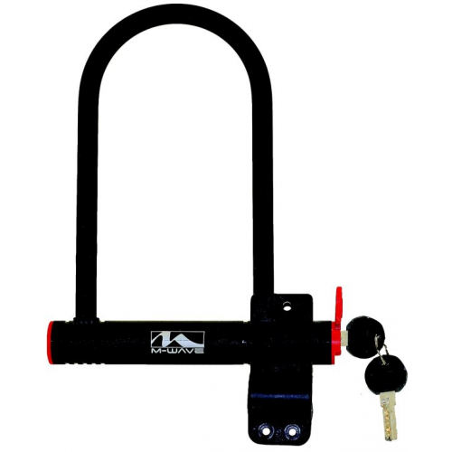 Велосипедный замок M-WAVE, U-lock, на ключ, 105 х 255 мм, с защитным колпачком, черный, 5-234010 M-Wave