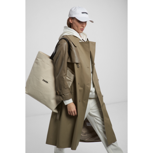 Двубортный тренч с деталями из экокожи VASSA&Co PLK223002C73