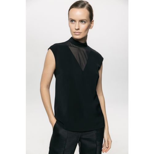 Блузка из вискозы с сеткой VASSA&Co V236578N-1330C99